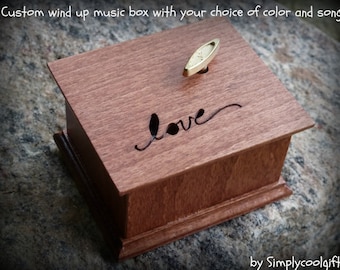 love, love music box, wind up music box, custom music box, personalized music box, engagement gift, anniversary gift, valentine's day gift