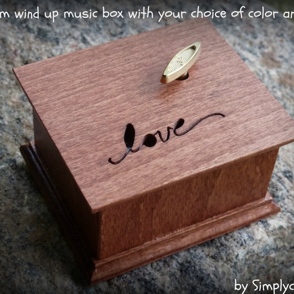 love, love music box, wind up music box, custom music box, personalized music box, engagement gift, anniversary gift, valentine's day gift