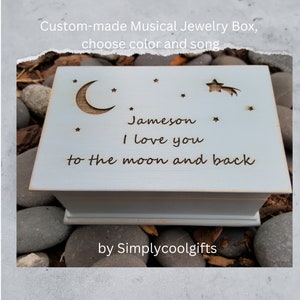 I love you to the moon and back jewelry box with music, moon box and stars music box
