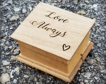 Love Always Music Box - I just called to say I love you - Wooden music box engraved with Love Always and a heart image, Valentines day gift
