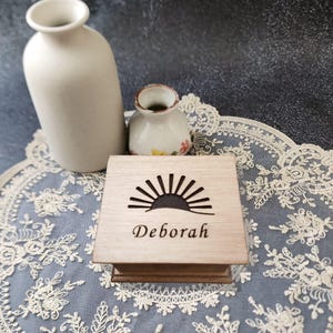Sunshine Music Box - Name Engraved Music Box - Wooden Music Box, choose your song, color and personalize it with name on top, message bottom