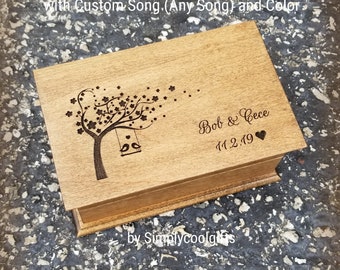 Anniversary Gift Box - Music Box Custom Songs - Wedding box - Electronic music box, custom engraved playing your song music box version