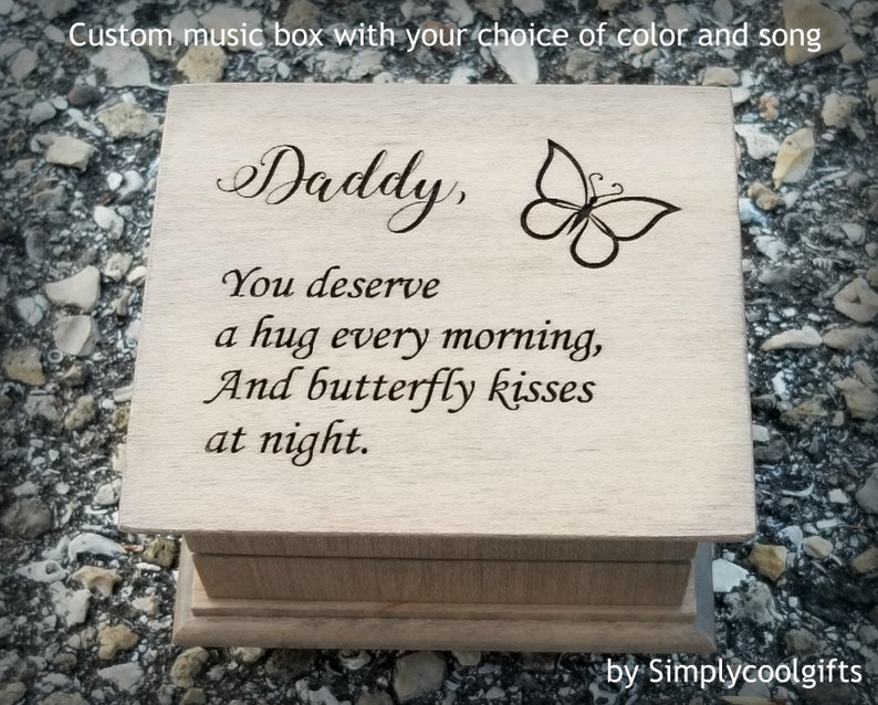 Butterfly Kisses Fathers Day Gift Music Box Dad Wooden Etsy