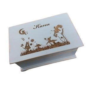 Personalized Fairy Music Box – Custom Song Wooden Keepsake with Engraved Fairies & Moon – Magical Gift for Girls, Birthday, or Nursery Décor