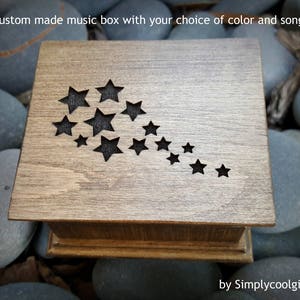 music box, wooden music box, custom made music box, stars music box, personalized gift, star, twinkle twinkle, moon, christmas music box