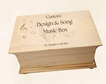 Custom Music Box – Custom Song Music Box & Personalized Jewelry Box with Your Song and Design – Engraved Wooden Keepsake