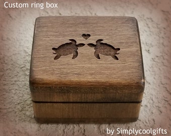 Engagement Ring Box - Sea Turtle Box - Custom Ring Box - Sea Turtle Gift - Ring Bearer Box - Beach Wedding - Proposal Box