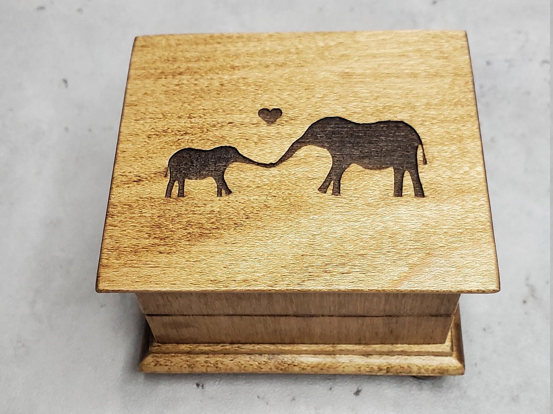 Baby Elephant Music Box Baby Mine Music Box Wooden Music Etsy