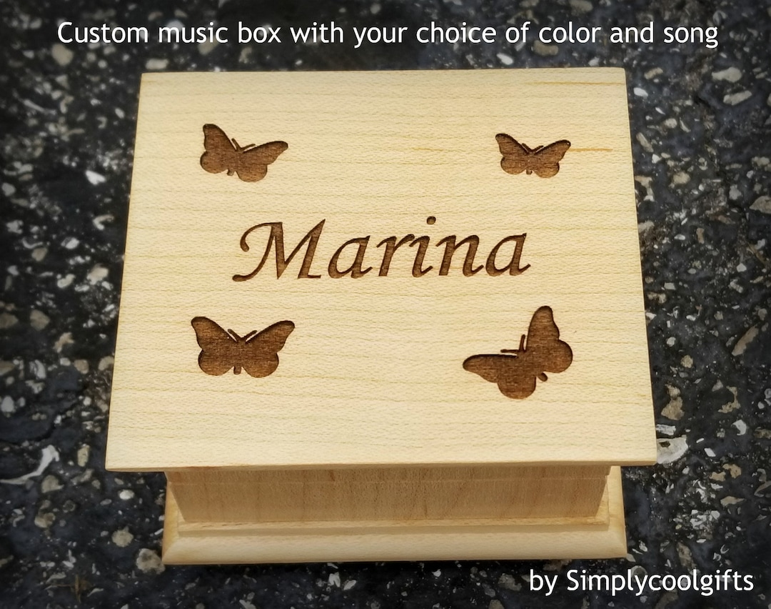 Custom Music Box, Butterfly Music Box, Name Engraved Music Box With