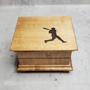 Baseball Player Gift - Batter Music Box - Music Box for Boys - Wooden Gift with Hitter Engraved, Take me out to the ballgame