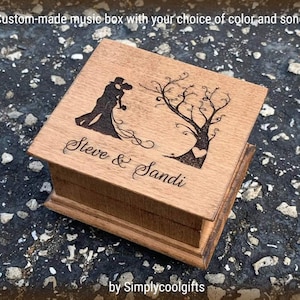 Anniversary gift - Wedding Box with music - Wooden Music Box custom engraved with your names, wedding gift for bride, by Simplycoolgifts