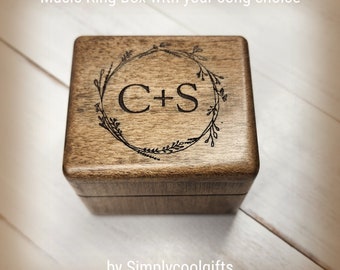 Monogrammed Proposal Box - Custom Song Ring Box - Engagement Box playing your song choice in music box version