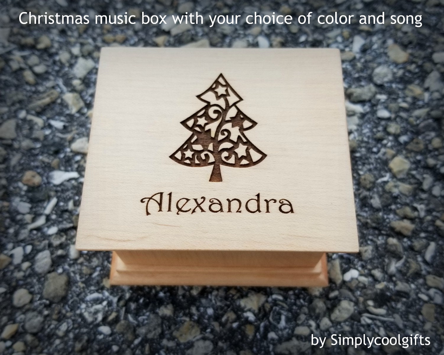 Christmas Music Box Wooden Music Box Engraved Music Box Etsy