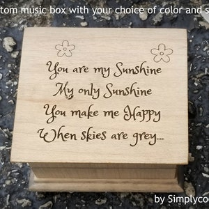 Music box you are my sunshine - Wooden music box - Engraved music box with You are my sunshine on the top, custom gift by Simply cool gifts