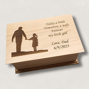 Bride Gift from Dad | Father Daughter Dance Gift | Music Box Any Song | Engraved Wood Keepsake | Today a Bride Tomorrow a Wife