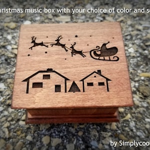 Christmas music box, musicbox, music boxes, wooden music box, santa music box, christmas music box, xmas music box, holiday gift idea