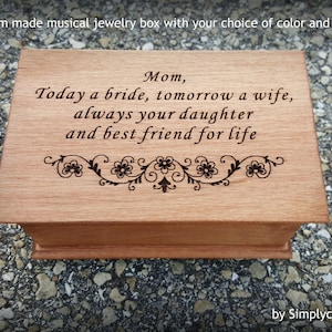 music box, jewelry box, gift for mom, custom music box, musical jewelry box, personalized, mother of bride, mother of the bride, engraved