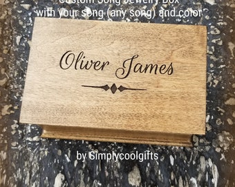 Name Engraved - Music box custom song - Name Engraved Music Jewelry Box with any song choice, music box by Simplycoolgifts