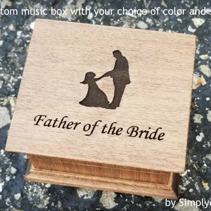My Little Girl - Custom Music Box - Engraved Music box for Father of the Bride, girl and dad dancing, choose your color and song,