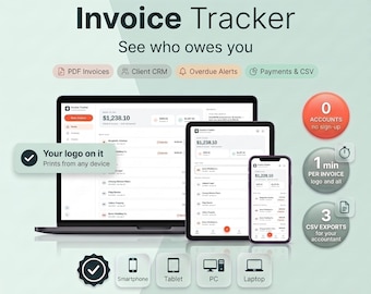 Aplikacja do śledzenia faktur, kreator szablonów faktur z Twoim logo, śledzenie klientów i CRM, śledzenie płatności, paragony, iPhone, Android, Windows, Mac