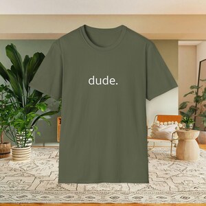 Black Cotton Crew Neck T-Shirt with "dude." Print – Casual Laid-Back Style image 2