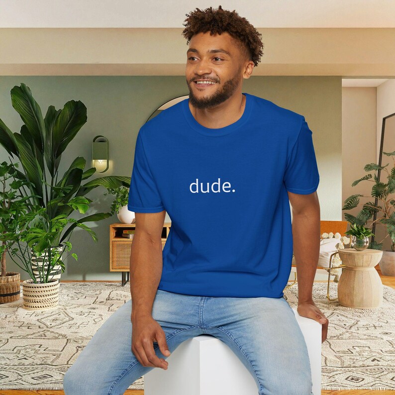 Black Cotton Crew Neck T-Shirt with "dude." Print – Casual Laid-Back Style image 6