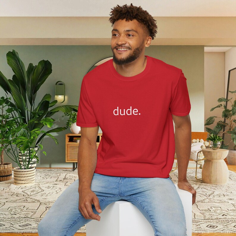 Black Cotton Crew Neck T-Shirt with "dude." Print – Casual Laid-Back Style image 10