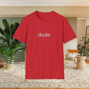 Black Cotton Crew Neck T-Shirt with "dude." Print – Casual Laid-Back Style image 5
