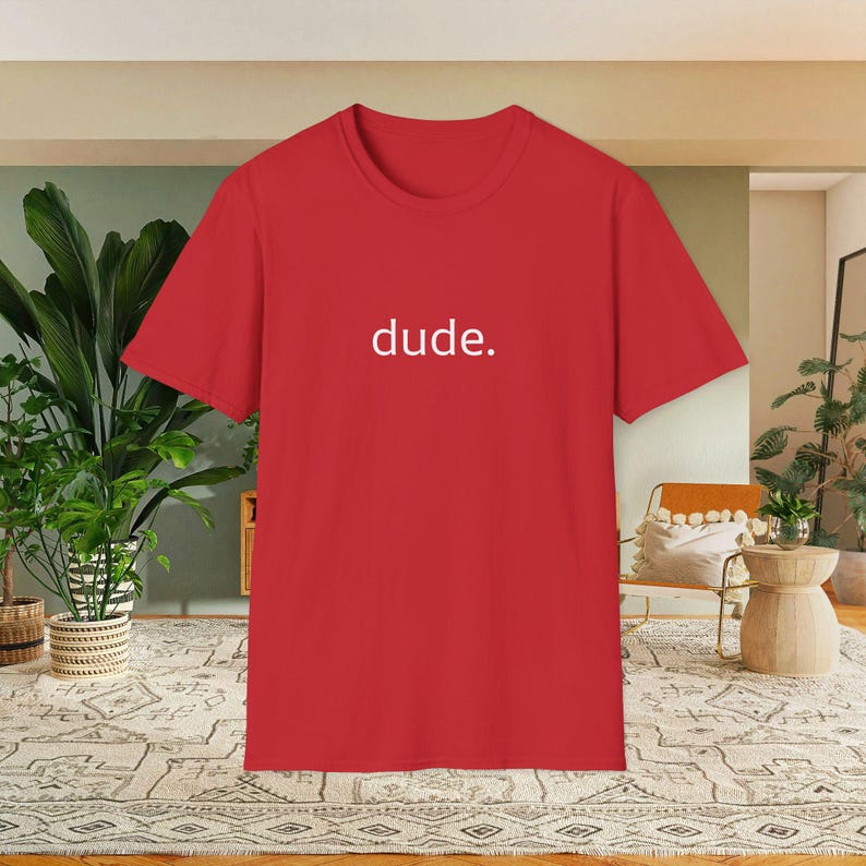 Black Cotton Crew Neck T-Shirt with "dude." Print – Casual Laid-Back Style image 5