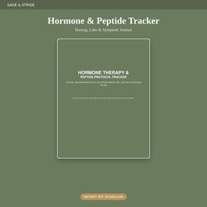 Hormone Therapy & Peptide Protocol Tracker | Dosing, Labs ,  Symptom Journal | Private Wellness Printable PDF