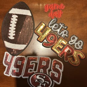 49ers Patch Bundle, Large Football Patches, Sequin Patches, San Francisco Fan Patches, Jacket Patches, Hat Patches