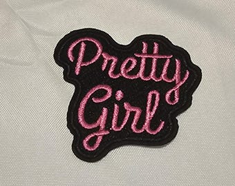 Écusson thermocollant brodé « Jolie fille », écusson rose avec inscription, accessoire de mode féminin