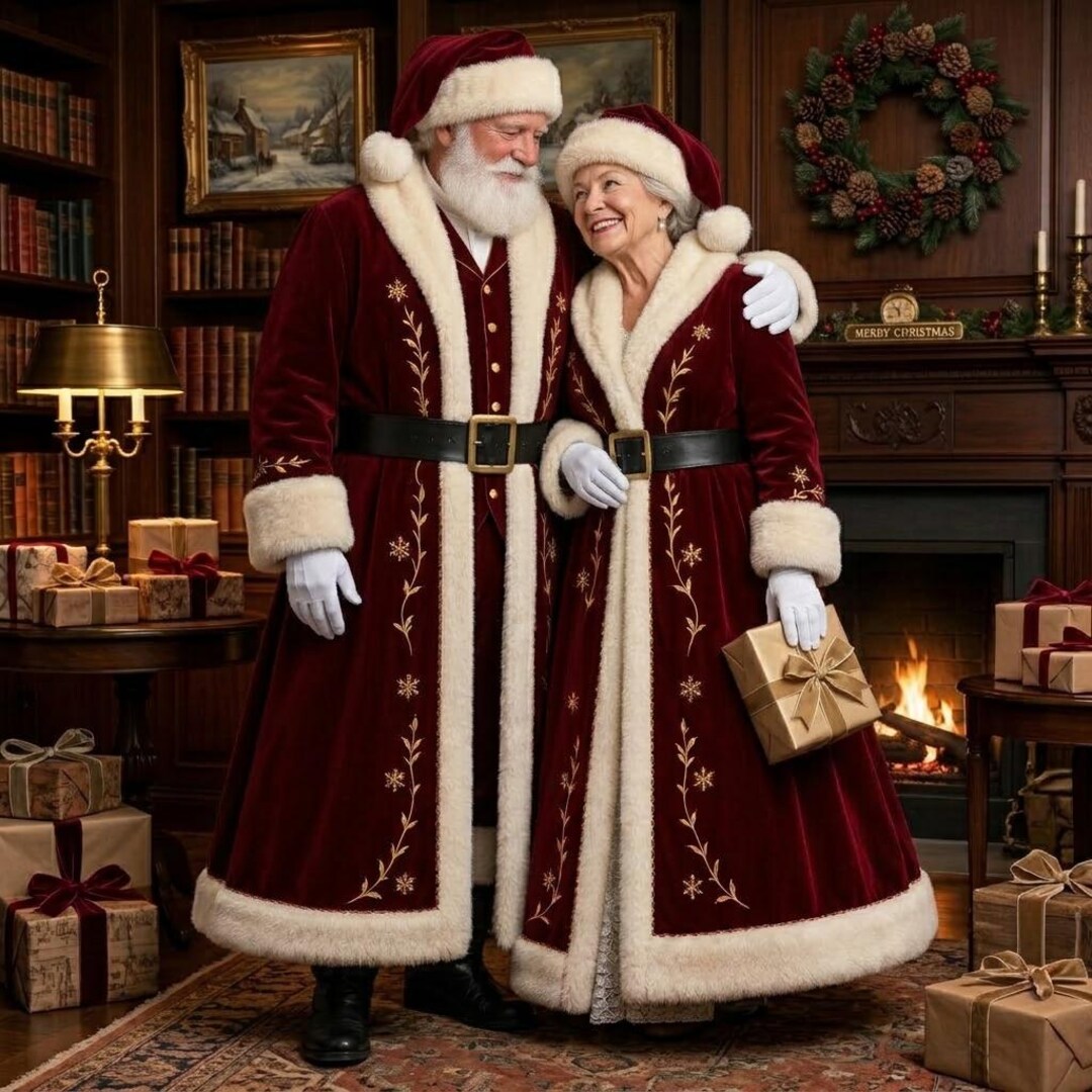 Halco Santa Suits Luxury Burgundy Velvet Santa Claus Costume Set, Men's Santa Suit and ...