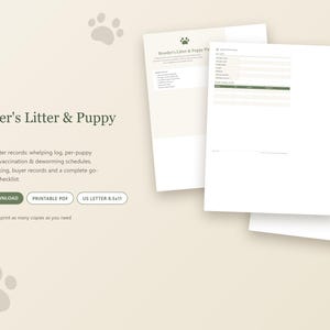 Dog Breeder Forms Printable, Whelping Log, Puppy Weight Chart, Litter Records, Vaccination Schedule, Go Home Puppy Packet PDF