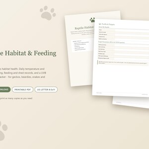 Reptile Care Log Printable, Terrarium Temperature Humidity Chart, Feeding Record PDF, Shed Tracker, UVB Replacement Log