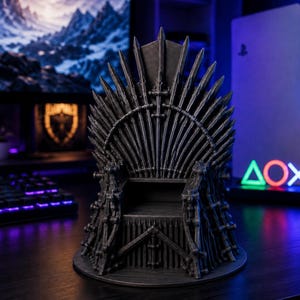 Support de manette trône d'épée médiévale | Support pour manette PS5 | Cadeau pour gamer trône de roi fantastique | Décoration gaming imprimée en 3D