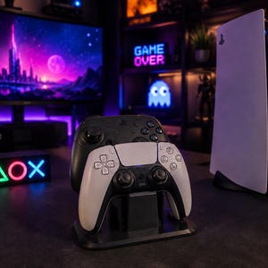 Dual PS5 Controller Stand | Geometric Gaming Dock | Modern Controller Holder | 3D Printed Desk Organizer