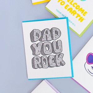 Dad You Rock Letterpress Greeting Card Father's Day card, gift for dad, dad birthday card, blank card image 4