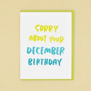 December Birthday Letterpress Greeting Card Christmas birthday, winter birthday card image 5