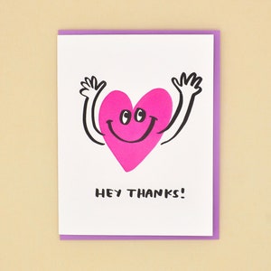 Wholehearted Thanks Letterpress Greeting Card thank you so much card, cute heart thank you card, heart smiley face image 7