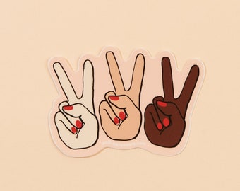 Peace Hand Group Vinyl Sticker | world peace sticker, activism sticker