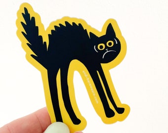 Black Cat Vinyl Sticker | Halloween sticker, party favor, gift, spooky season