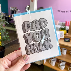 Dad You Rock Letterpress Greeting Card Father's Day card, gift for dad, dad birthday card, blank card image 5