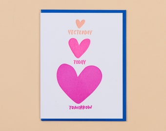 Tomorrow Letterpress Greeting Card | love card, family card, hearts card