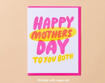 Two Mother's Day Letterpress Greeting Card | Mother's Day card, gay moms, card for moms, queer mom, blank card