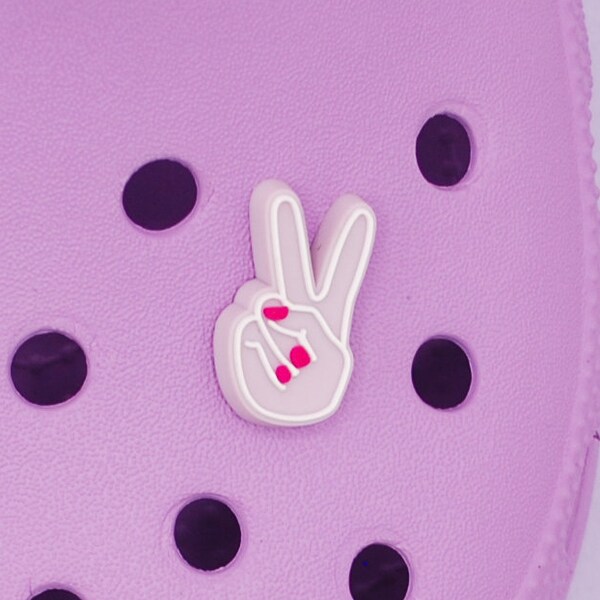 Lilac Peace Hand Clog Charm | jibbitz, shoe charm for crocs, rubber clogs