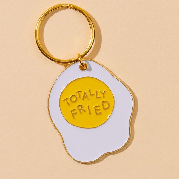 Totally Fried Egg Enamel Keychain