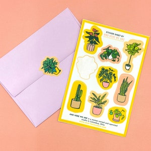 Plant Pattern Vinyl Sticker Sheet Envelope Seals plant parent stickers, mini plant stickers, plant lover sticker sheet image 3