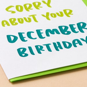 December Birthday Letterpress Greeting Card Christmas birthday, winter birthday card image 2