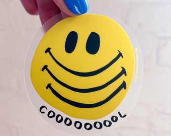COOOOOOOL Smiley Face Semi-Transparent Vinyl Sticker